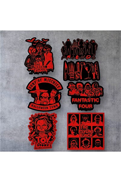 Limitless Design مجموعة ملصقات ذات طابع رعب باللون الأحمر والأسود - ملصق ديكو...