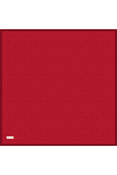 Pierre Cardin Red Logo Patterned 90X90 Silk Crepe Satin Scarf