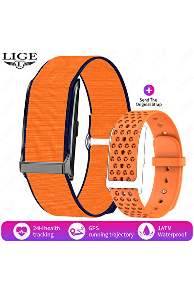 Lige سوار رياضي برتقالي اللون، جهاز تتبع اللياقة البدنية، ساعة ذكية مقاومة لل...
