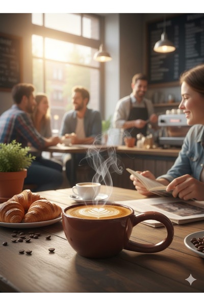 Generic Plain brown ceramic mug with a glassy sheen and modern design