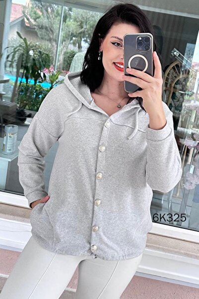 İnce Topuk Hooded Thessaloniki Knitted Sweater Cardigan 6K325