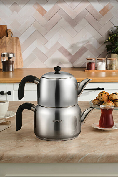 Karaca Laris Maxi Boy İndüksiyon Tabanlı Çaydanlık Takımı Siyah