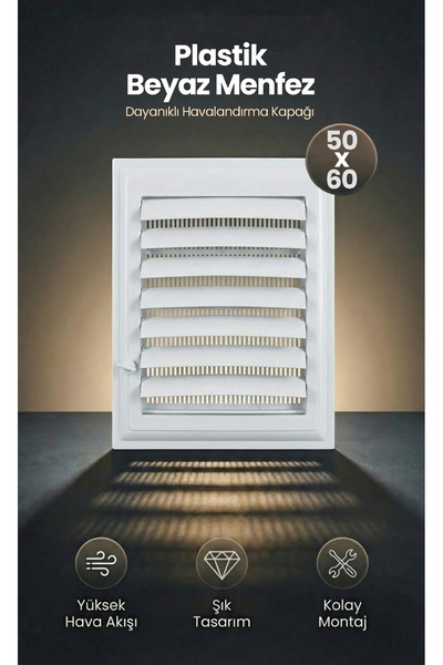 FUMA HOME 50x60 cm Beyaz Plastik Havalandırma Menfezi — WC / Banyo