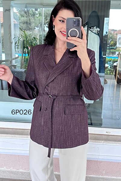 İnce Topuk Prive Series Waist-Tied Blazer Jacket 6P026