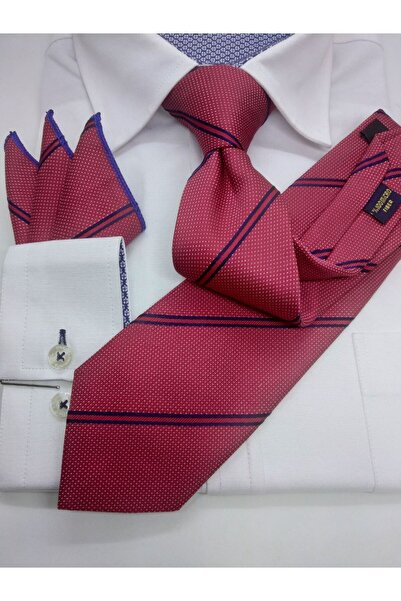 Gutiero Classic Tie with Red Patterned Handkerchief