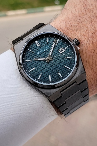 Ferrucci 40mm Function Men's Wristwatch with Blue Dial Black Color Adjustable...