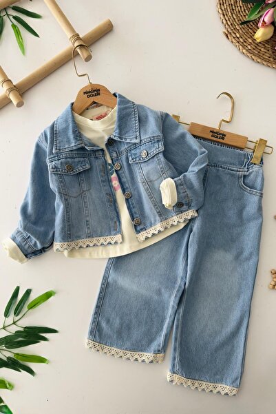 Minigimin Cicileri طقم بناتي مكون من 3 قطع من مينيجي ميني جيم مع جاكيت جينز ب...
