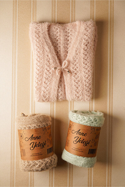 anne yeleği Simli Yumoş - Kadın Simli Ajurlu Yumuşak Dokulu Triko Yelek