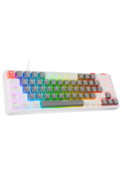 Rampage Yoru Mini Gri-Beyaz Type-C Bağlantılı Outemu Red Swich Q Mekanik Gami...