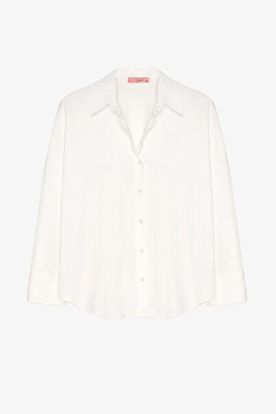 Quzu Long Sleeve Women's Shirt Gml00787 Ecru