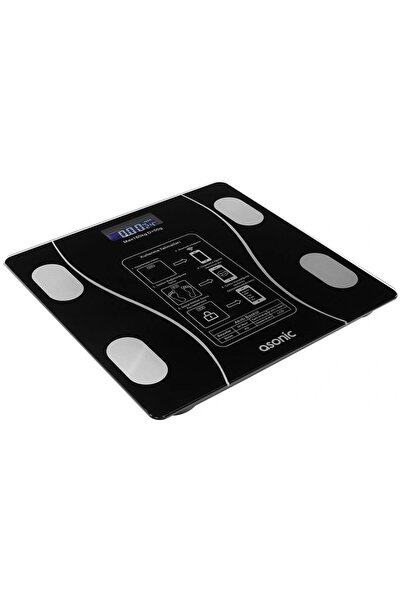 Asonic Bs260 Siyah 2-Aaa Pil Dijital Bluetooth Baskül (Sensör-Temperli Cam-Ot...