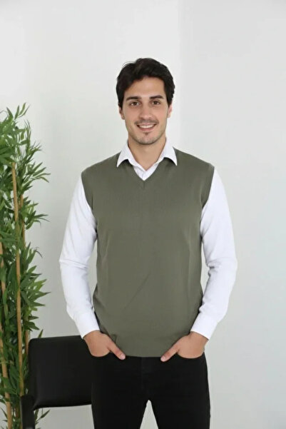 buğrahayalin Men's V-Neck Sleeveless Sweater Knitwear Pullover Soft Textured ...