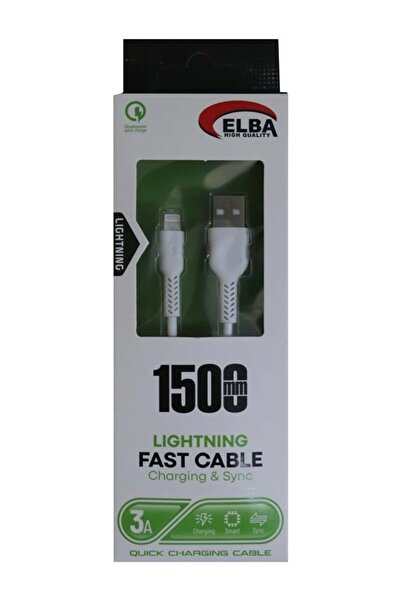 ELBA Elb36-L1 1,5 Metre Micro Beyaz 3A Hızlı Şarj Kablosu