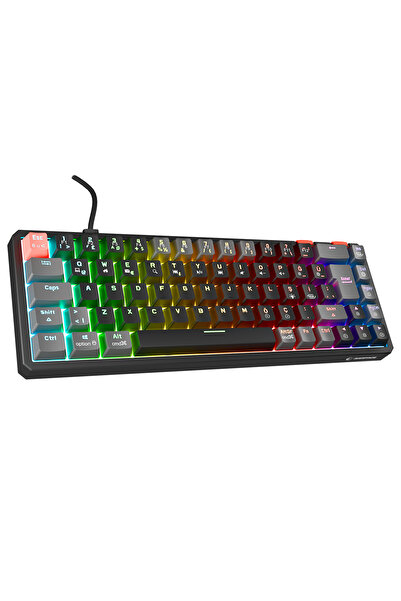 Rampage Yoru Mini Siyah-Gri Type-C Bağlantılı Outemu Red Swich Q Mekanik Gami...