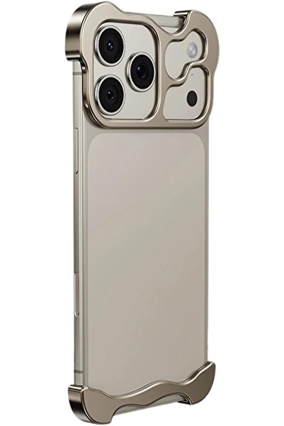 Arabest 17 Pro Max Phone Case: Minimalist Metal Design, Corner Protection Heat Dissipation Titanium Color