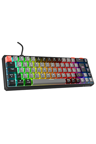 Rampage Yoru Mini Gri-Siyah Type-C Bağlantılı Outemu Red Swich Q Mekanik Gami...