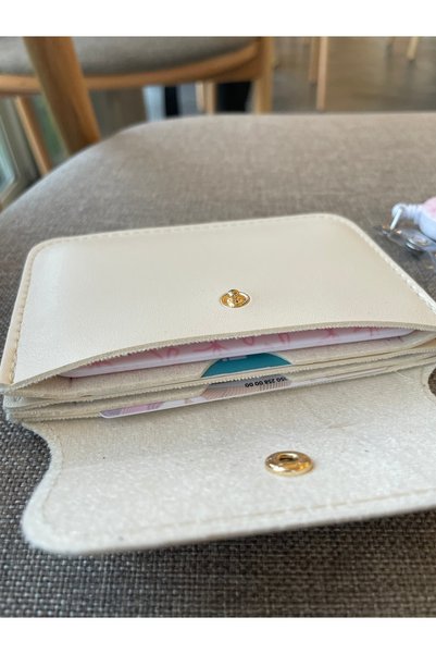 macsoo Cream Faux Leather Multi-Compartment Women's Card Holder Wallet - Functional Accordion Model Stylish Card Holder