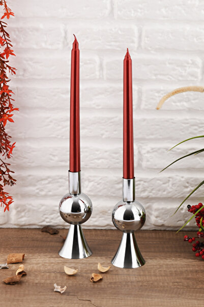 TR Turan Collection Pare 2'li Şamdan Seti Küçük Gold Renk Dekoratif Metal Mumluk