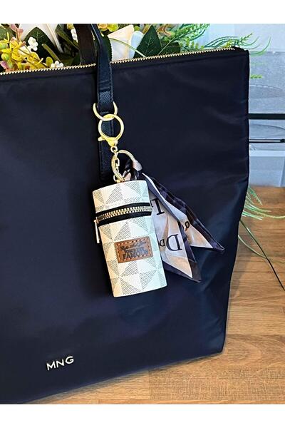 ROSSEV Mini Retro Lipstick Bag Charm Keychain White