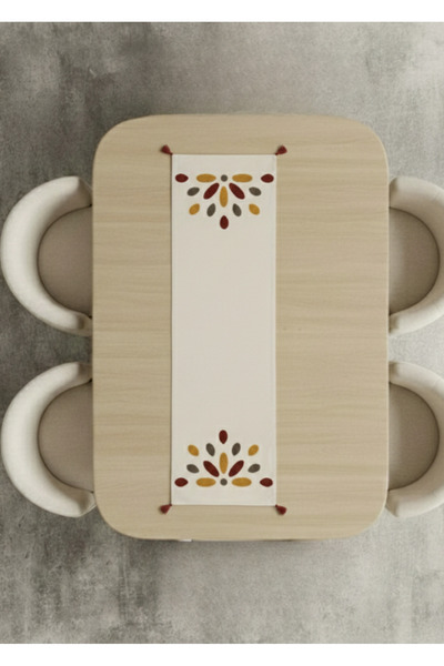 Destiva Home Punch Nakışlı Desenli Krem Masa Runnerı (40x130 cm)