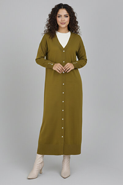 benguen Mercerized Long Cardigan N3250 Oil Green