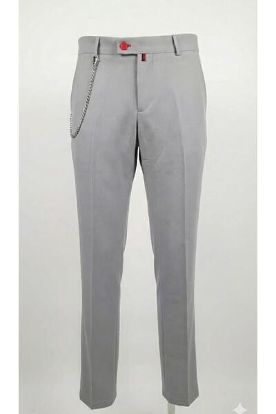 Plus Scorpion Elegant Slim-Fit Trousers with Metallic Accessory and Contrasting Details