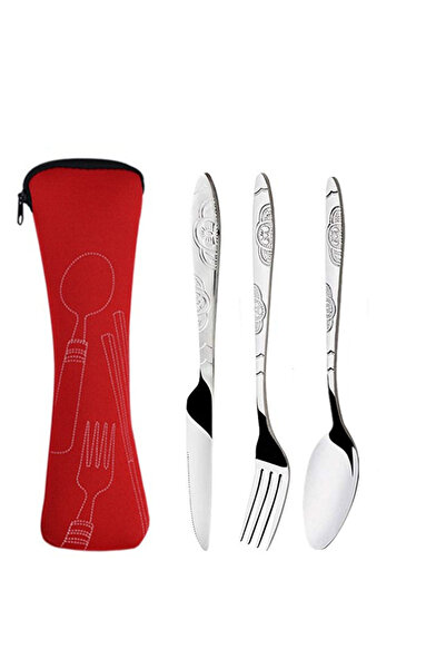 Choice طقم أدوات مائدة من الفولاذ المقاوم للصدأ الأحمر، طقم أدوات مائدة محمول...