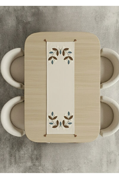 Destiva Home Buldan Handwork Floral Pattern Embroidered Tasseled Cotton Runner (40X130 cm)