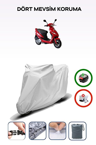 Breen Gray Rear Bag Compatible with Asia Polo 50 Compatible Motorcycle Tarpaulin Motor Cover