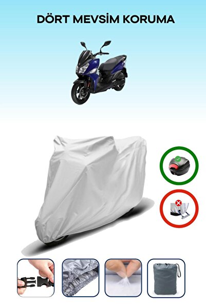 Breen حقيبة خلفية رمادية متوافقة مع SYM Jet 14 200i غطاء محرك دراجة نارية متوافق