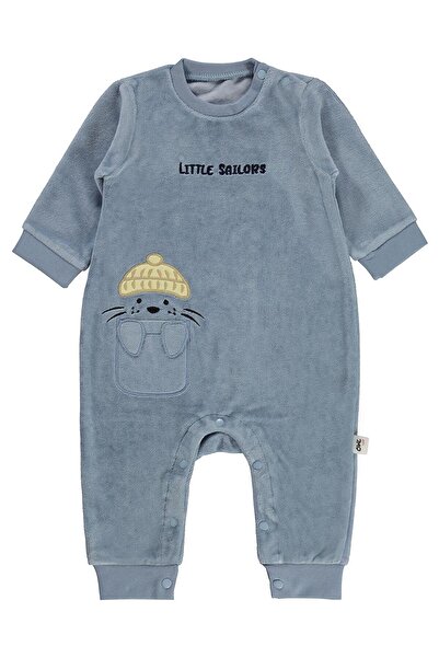 Civil Baby Fok Balığı Nakışlı 6-18 Ay Tulum - Mavi 6-9 Ay