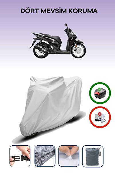 Breen حقيبة خلفية رمادية متوافقة مع غطاء محرك الدراجة النارية المتوافق مع هوندا SH 150