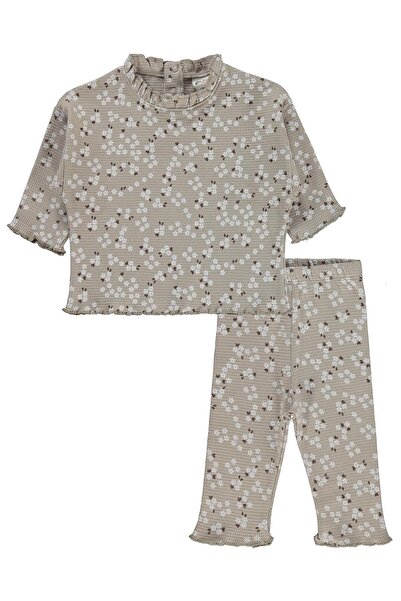Civil Baby Mini Çiçek Baskılı 6-18 Ay Takım - Bej 6-9 Ay