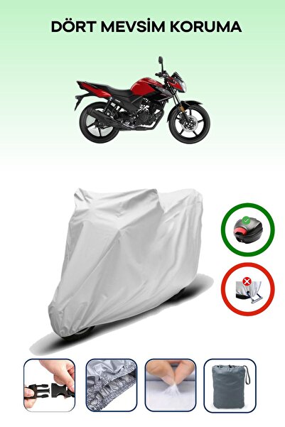 Breen حقيبة خلفية رمادية متوافقة مع غطاء محرك الدراجة النارية المتوافق مع Yamaha YS 125