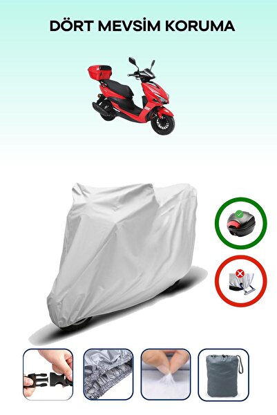 Breen حقيبة خلفية رمادية متوافقة مع غطاء محرك الدراجة النارية Kuba Pesaro 125...