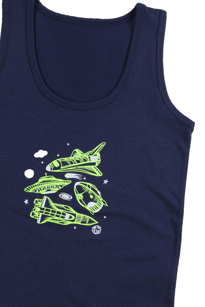 koza iç giyim Boy's Cotton Space Printed Undershirt Boxer Set