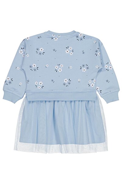 Civil Girls Çiçek Baskılı 2-5 Yaş Elbise - Mavi 3-4 Yaş