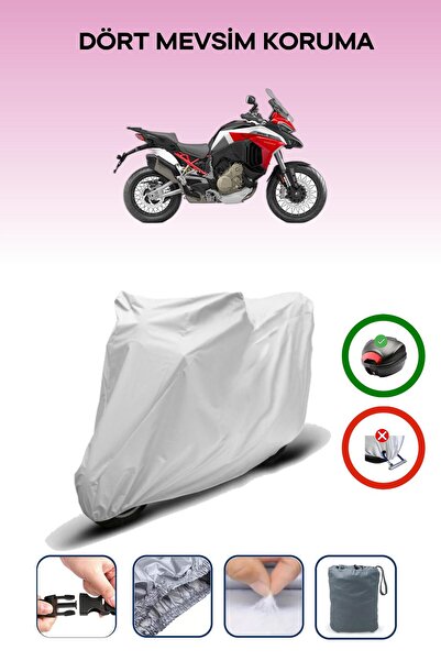 Breen Gray Rear Bag Compatible with Ducati Multistrada V4 S Sport Compatible Motorcycle Tarpaulin Motor Cover