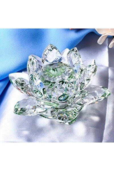 Choice تمثال زهرة اللوتس الكريستالي الأخضر لتزيين المنزل والزفاف، مجموعة الحر...