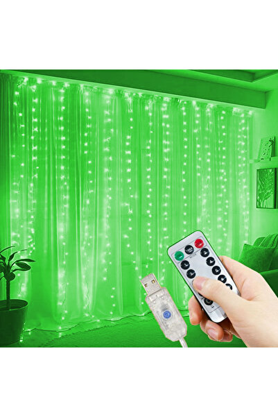 Choice سلسلة إضاءة خضراء 3x1 متر مزودة بـ 100 مصباح LED، مناسبة للستائر أو النوافذ، تعمل بمنفذ USB، مع جهاز تحكم عن بعد