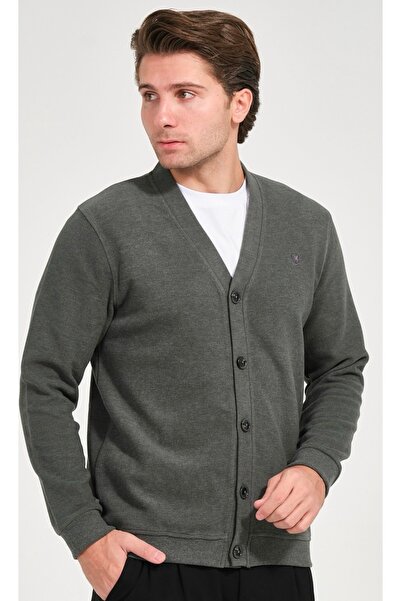 ATKGİYİM Classic and Stylish: Men's V-Neck Buttoned Cotton Cardigan - 6 Color...