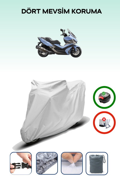 Breen حقيبة خلفية رمادية متوافقة مع Kymco Xciting VS 400 غطاء محرك دراجة نارية متوافق
