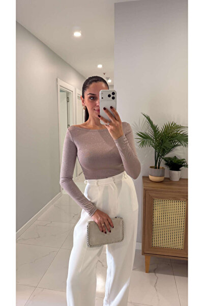 BİRCANÇİL Loi Bej Simli Bluz