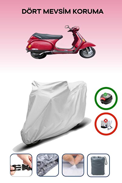 Breen حقيبة خلفية رمادية متوافقة مع غطاء محرك الدراجة النارية Piaggio Vespa Cosa المتوافق مع الدراجات النارية