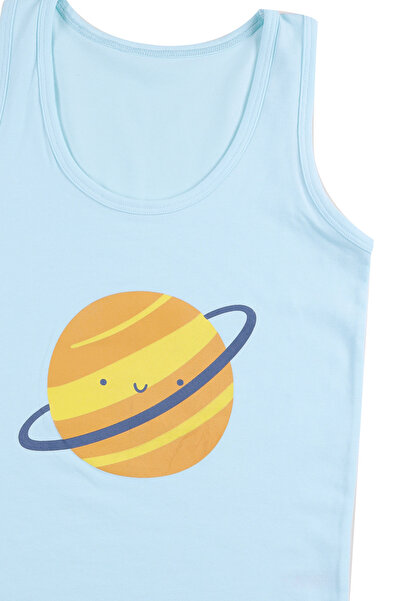 koza iç giyim Boy's Cotton Space Printed Undershirt Boxer Set
