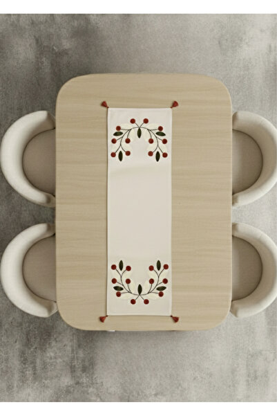 Destiva Home Buldan Handwork Floral Pattern Embroidered Tasseled Cotton Runner (40X130 cm)