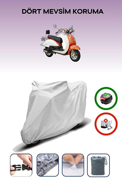 Breen حقيبة خلفية رمادية متوافقة مع غطاء محرك الدراجة النارية Asia AS 125 T-2G المتوافق مع غطاء المحرك