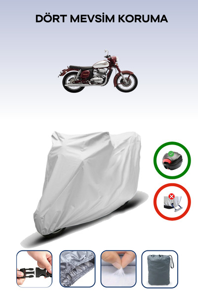 Breen Gray Rear Bag Compatible Jawa 300 Cl Compatible Motorcycle Tarpaulin Mo...
