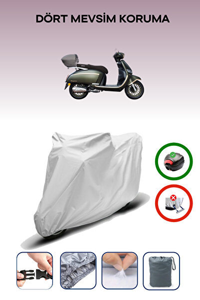 Breen Gray Rear Bag Compatible Yuki Mojito 125 Compatible Motorcycle Tarpauli...