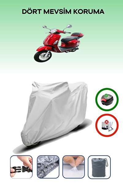 Breen حقيبة خلفية رمادية متوافقة مع كينج موتور KR-211 رانا 50 غطاء محرك دراجة نارية متوافق مع قماش المحرك